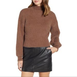 Prima Ribbed Mock Neck Sweater in Chocolate